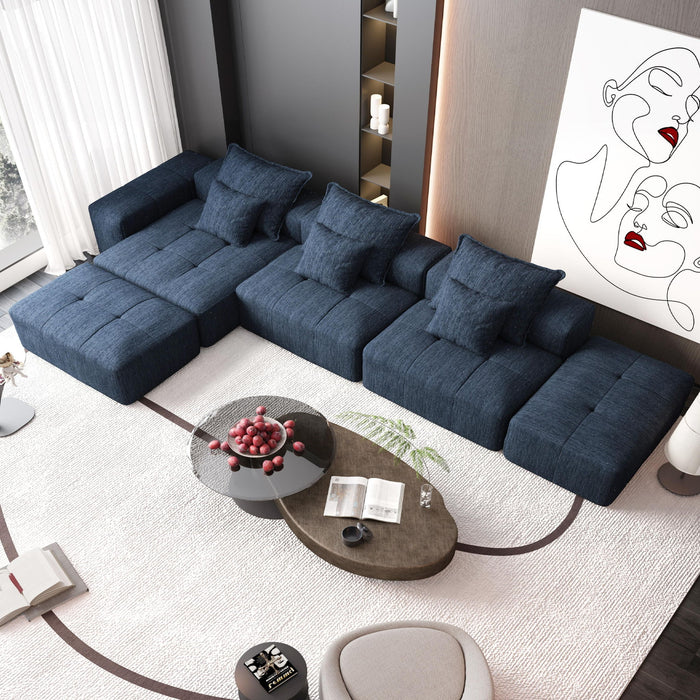 Modern Oversized Diy Combination Modular Sectional Sofa & Pillows
