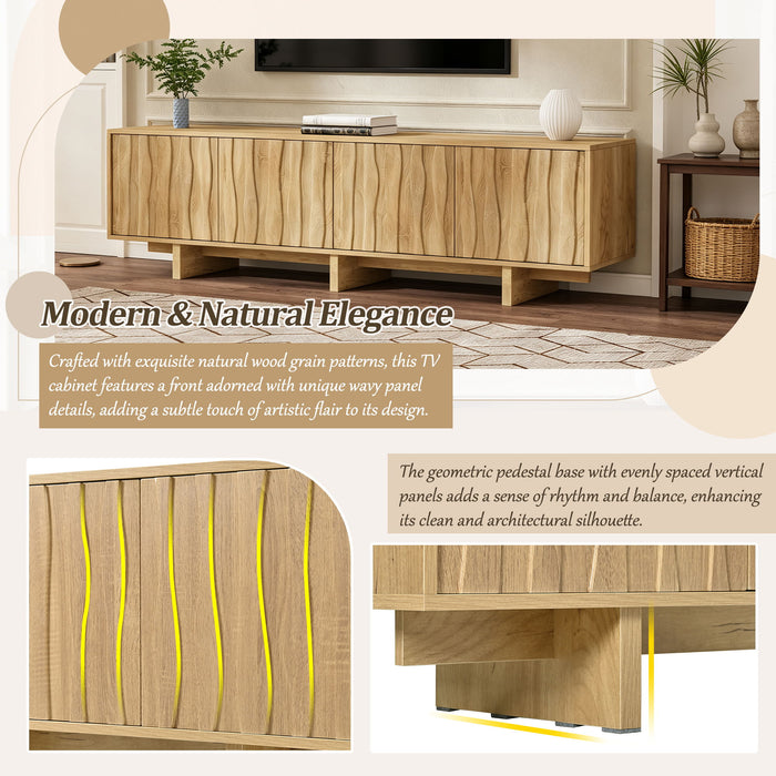 Retro Style TV Stand With Wavy Door