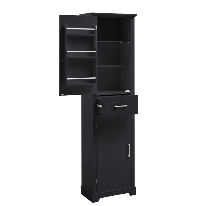 Tall Freestanding Bathroom Storage Cabinet With 2 Doors And Adjustable Shelves