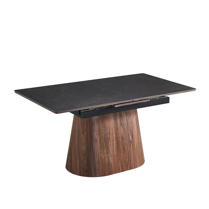 Extendable Dining Table With Cone Base - Brown / Black