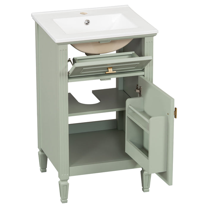 Bathroom Vanity With Sink, Adjustable Shelf, Tilt-Out Drawer