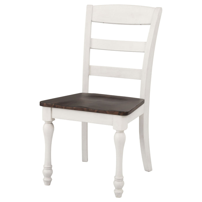 Ladder Back Side Chair With Saddle Seat (Set of 2) - White