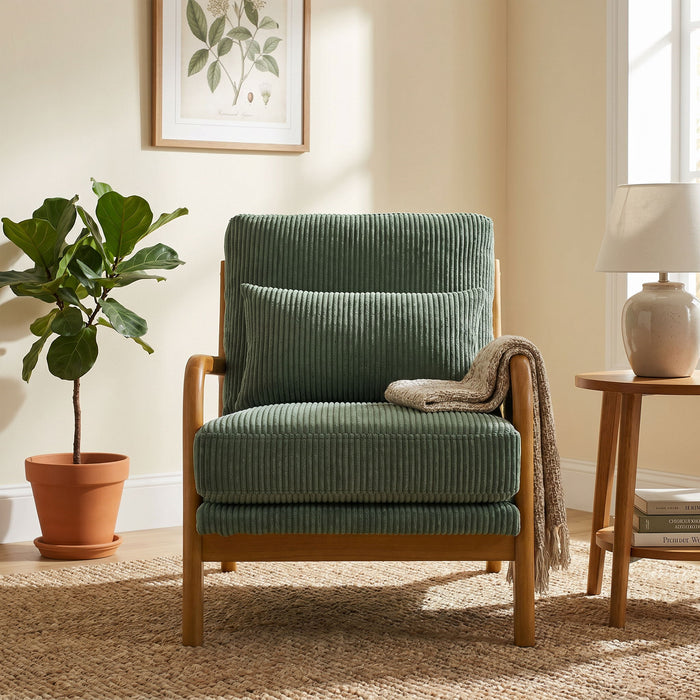 Upholstered Armchair With Back Support Pillow