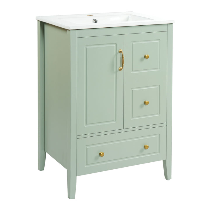 Retro Bathroom Vanity With Sink, Soft Closing Cabinet & Drawers