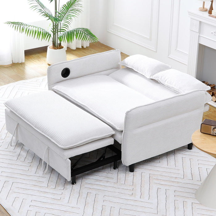 Modern Fabric Multi-Functional Sofa Bed With Adjustable Armrests And Backrests