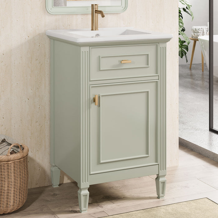 Bathroom Vanity With Sink, Adjustable Shelf, Tilt-Out Drawer