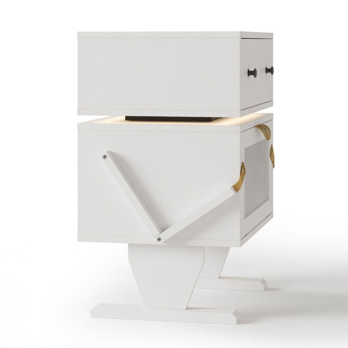 Robot LED Nightstand With 360° Rotating Drawer