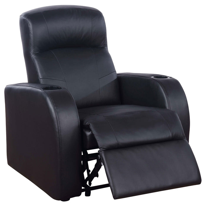 Upholstered Recliner With Cup Holder Comfort Lounge Chair - Black