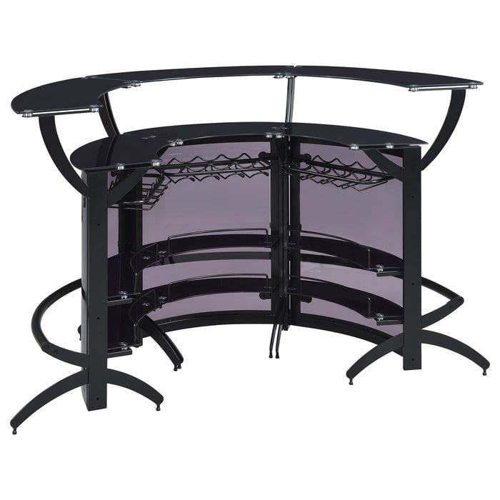 Elaina - 3 Piece Curved Freestanding Home Bar - Black