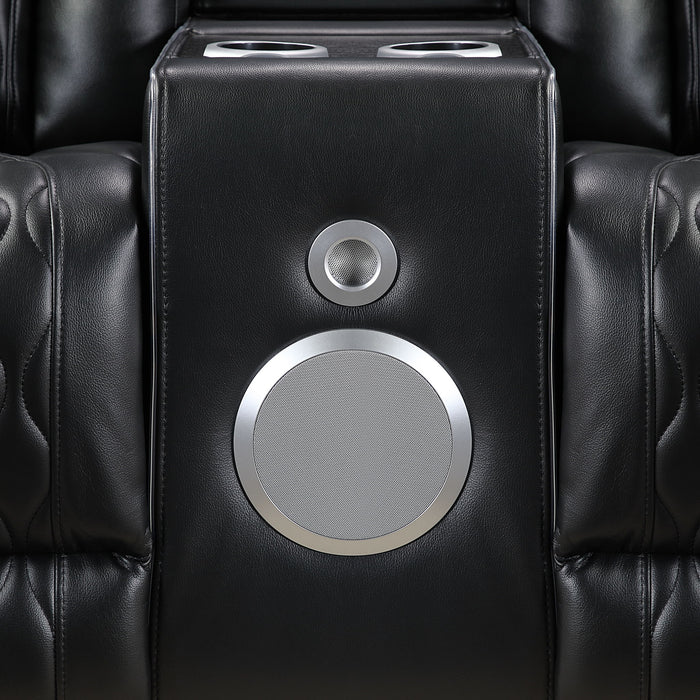 Electra - Power Reclining Loveseat With Power Headrests, Console, Speakers, Massage, LED Lighting And USB Control