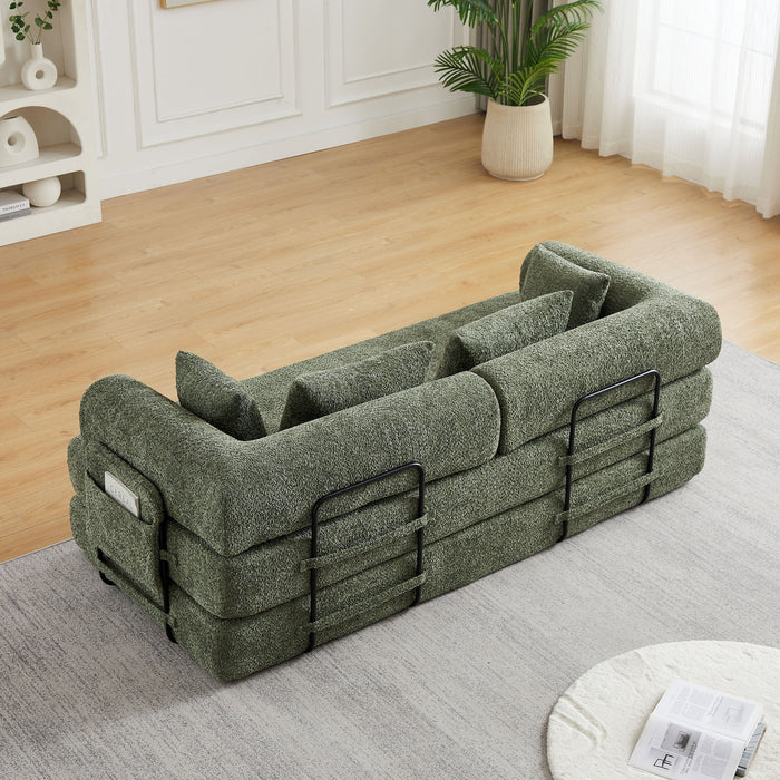 Convertible Sleeper Sofa Bed With Cylindrical Pillow