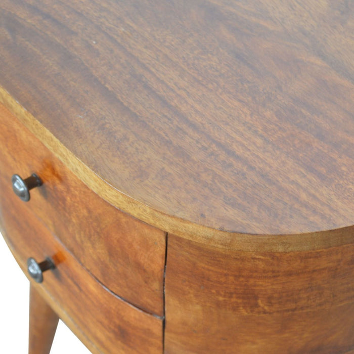 Rounded Bedside Table - Chestnut