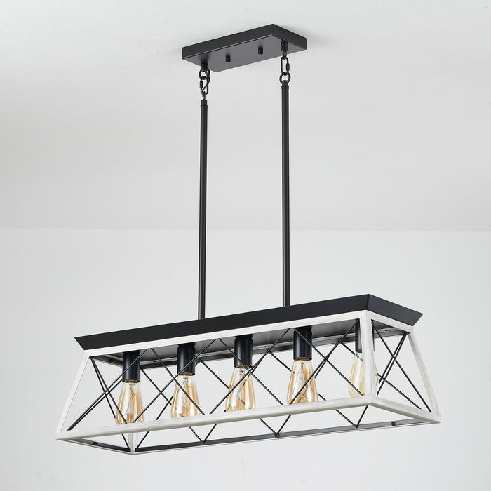 Chandelier Pendant Light For Dining Room Kitchen, 5 Light Fixture With Adjustable Height