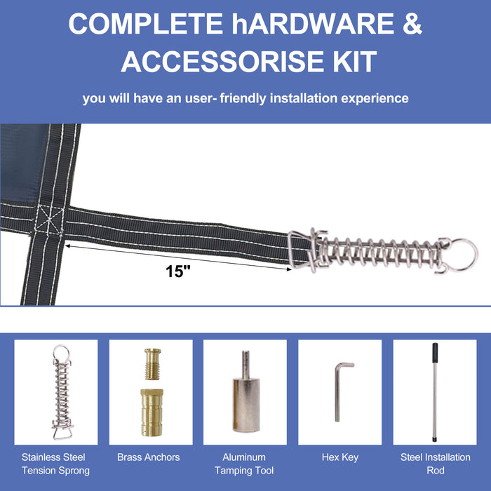 Inground Rectangle Winter Safety Pool Cover, Solid Safety