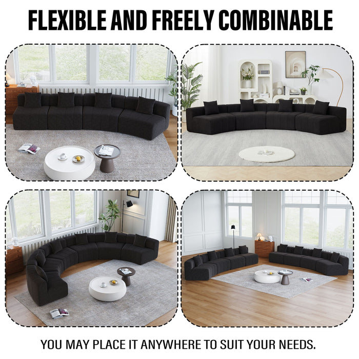 Modular Sectional Sofa With 2 Pillows, Symmetrical Design