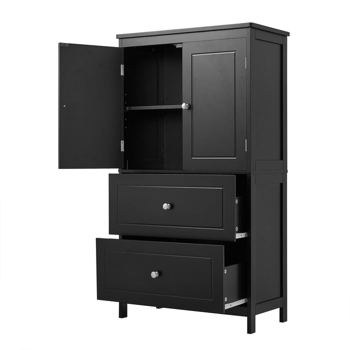 Bathroom Storage Cabinet With 2 Doors And Drawers, Adjustable Shelf
