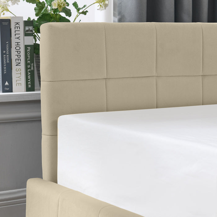 Upholstered Storage Tufted Bed Frame With Backrest And Armrests