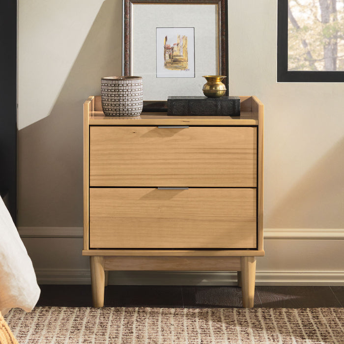 Modern 2 Drawer Nightstand - Natural Pine