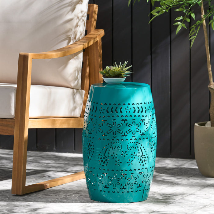 12" Outdoor Lace Cut Side Table