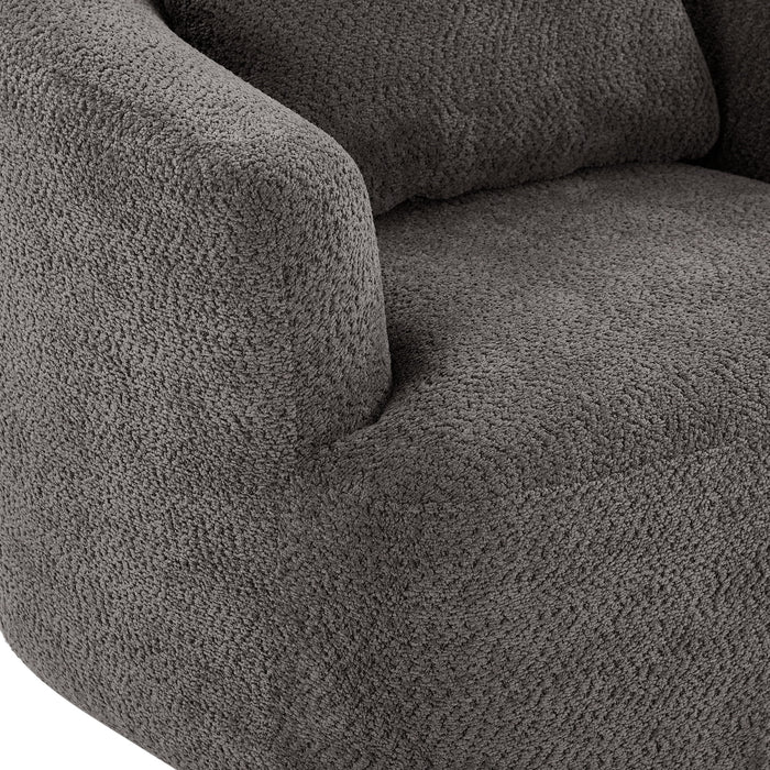 360° Swivel Barrel Sofa Chair With Throw Pillow, Chenille Upholstered Accent Chair