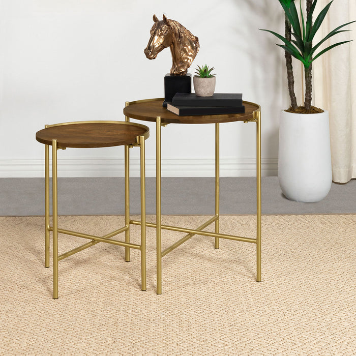 Genevieve - 2 Piece Round Nesting Table - Gold