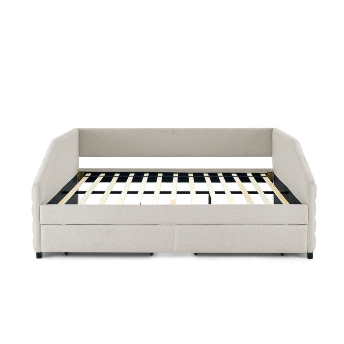 Elegant Daybed With Trundle Upholstered Tufted Sofa Bed