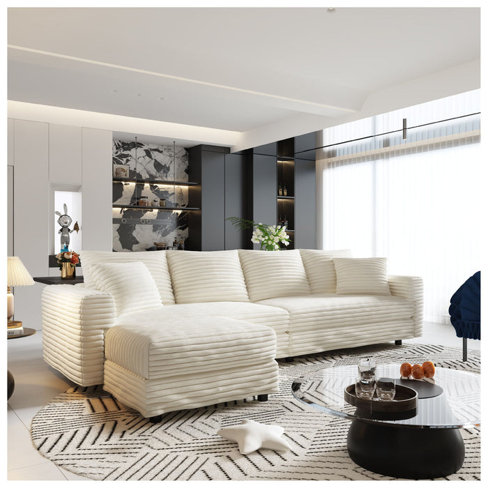 Deep Seat Convertible Sofa With Soft Pillows And Ottomans