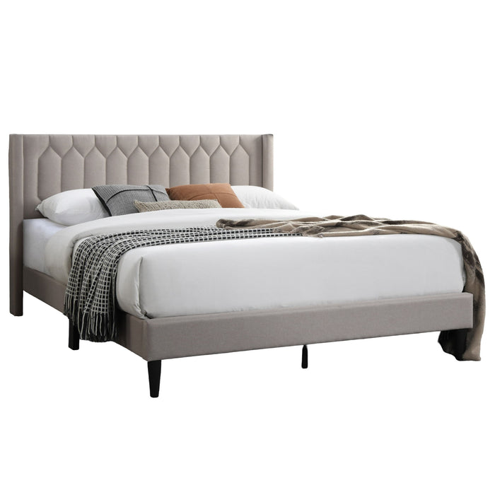 Platform Bed With Diamond Tufted Headboard