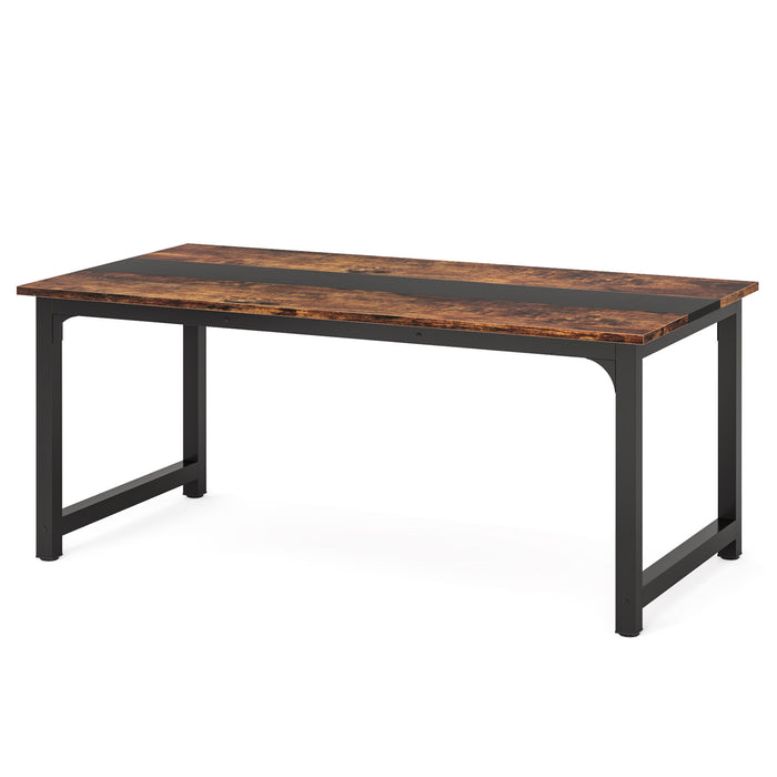 Large Computer Desk With Steel Frame For Home Office Workstation