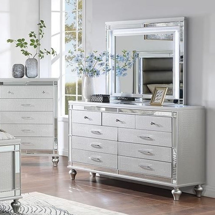 1 Piece Dresser With Snake Skin Bedroom Furniture - Silver