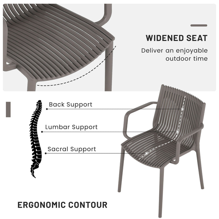 4 Modern Stackable Plastic Armchair Matched With Folding Square Table