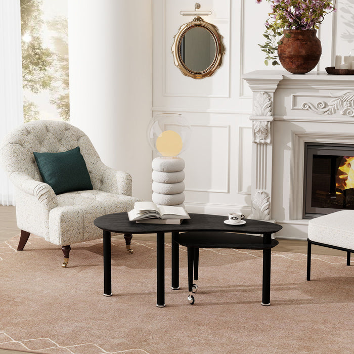 Rotatable Cocktail Table With Solid Legs, 360 Degree Rotating