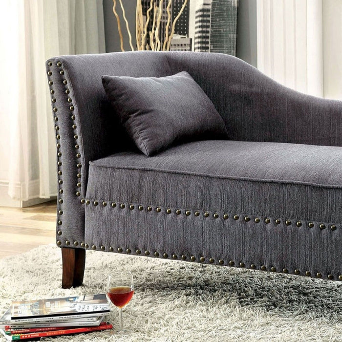 Chaise With Nailhead Trim And Plush Pillow