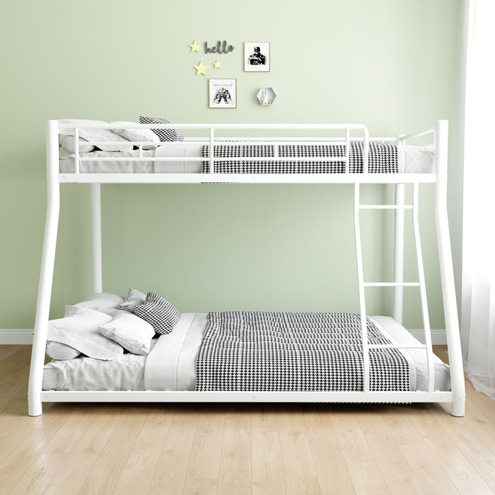 Bunk Bed Frame With Ladder And Guardrail, Heavy Duty Noise Free Design Metal Construction