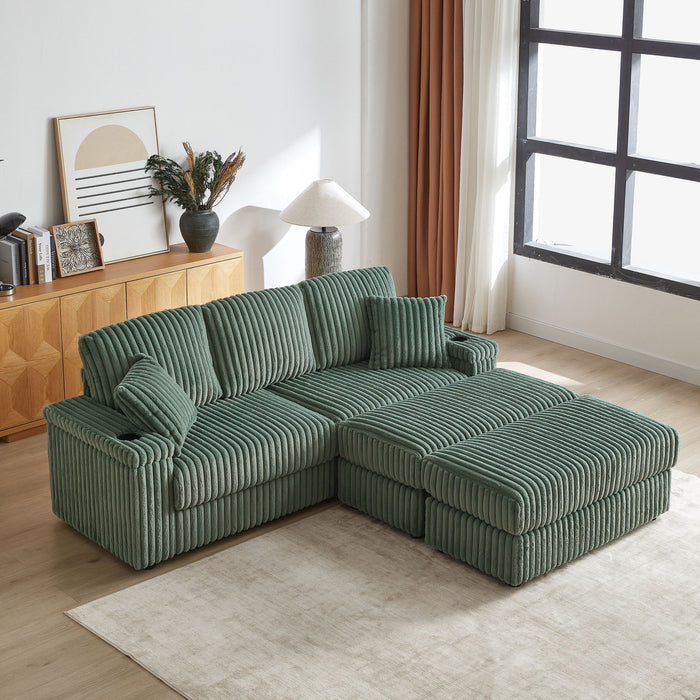 3 Seater Sofa With 2 Ottomans For Living Room