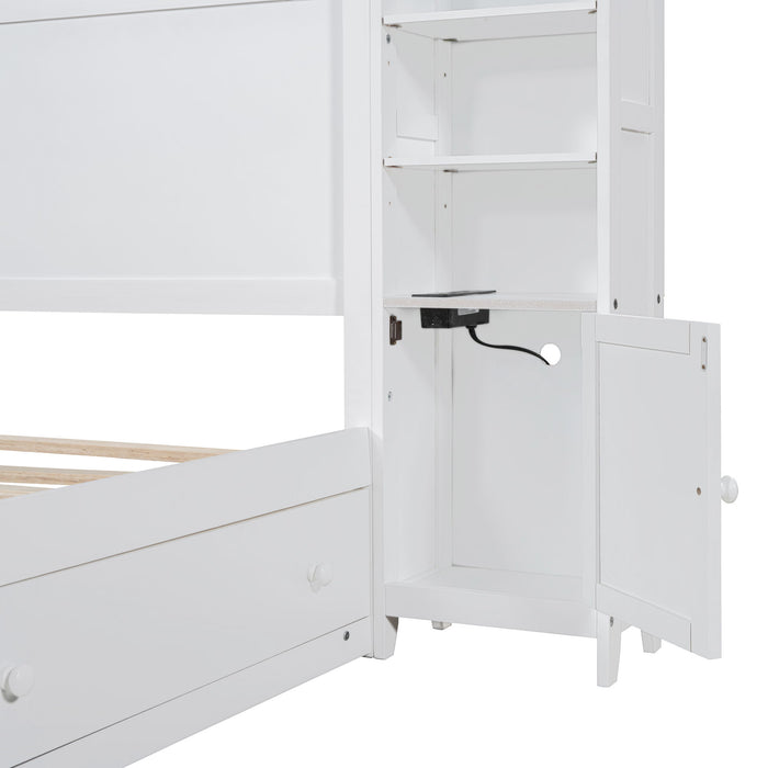 Bed With All In One Cabinet, Shelf And Sockets