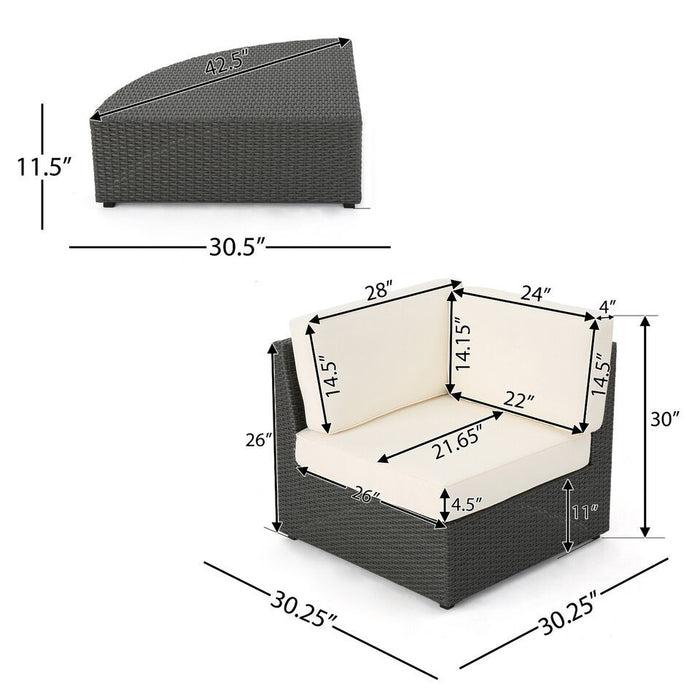 Santa Cruz - 8 Piece Outdoor Sectional Set - Dark Brown