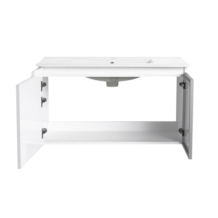 Wall Mounted Bathroom Vanity With Sink, Cabinet & Half Door