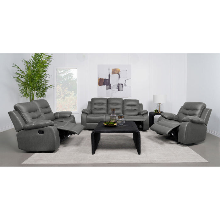 Kenneth - Upholstered Reclining Sofa With Track Arms - Dark Gray