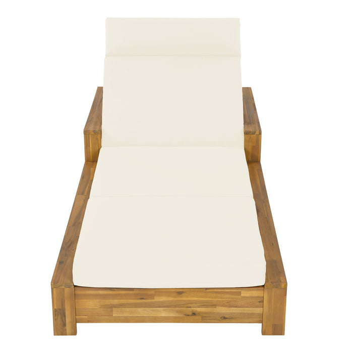 Chaise Lounge Set With 4 Fold Cushion And Built In Headrest, 3 Position Adjustable
