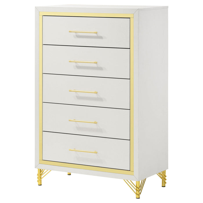 Chesney - 5 Drawer Chest With Trim - White