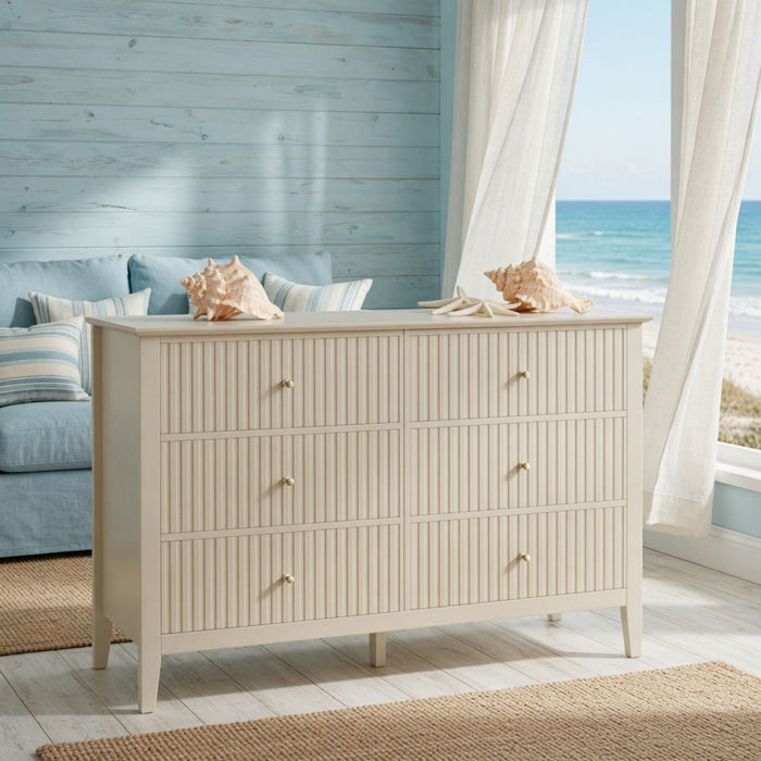 Modern 6 Drawer Fluted Dresser