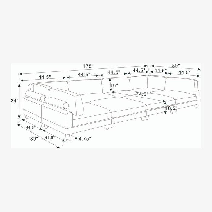 Modern Modular Sectional With Adjustable Back Support