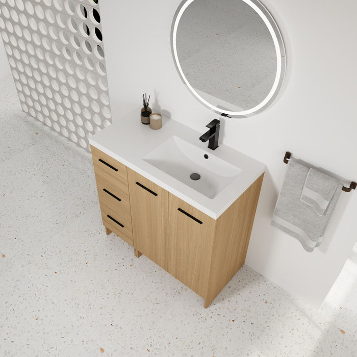 Wall Mounted Floating Bathroom Vanity With Sink, Door & Drawers Modular Cabinet