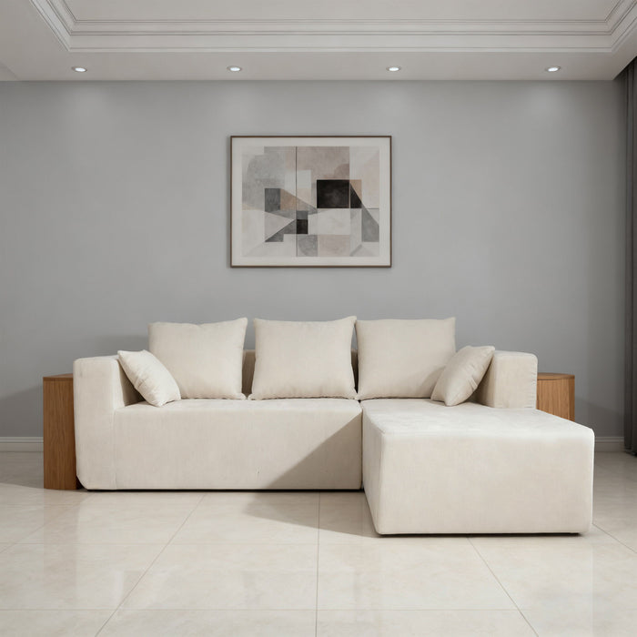 Modular Corner Sofa With Soft Linen Fabric