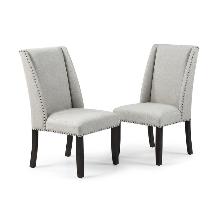 Upholstered Wingback Dining Chairs With Nailhead Trim (Set of 2) - Antique Black