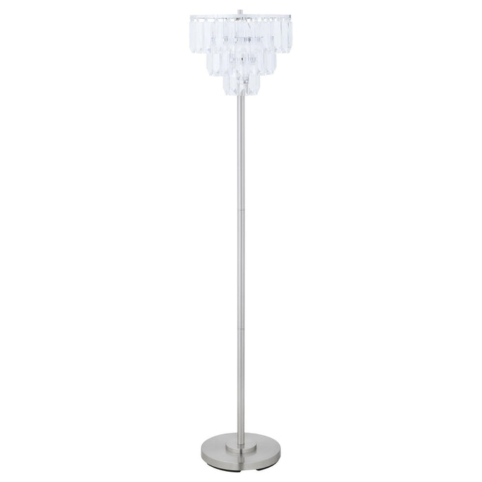 Base Floor Lamp With Crystal Shade - Silver