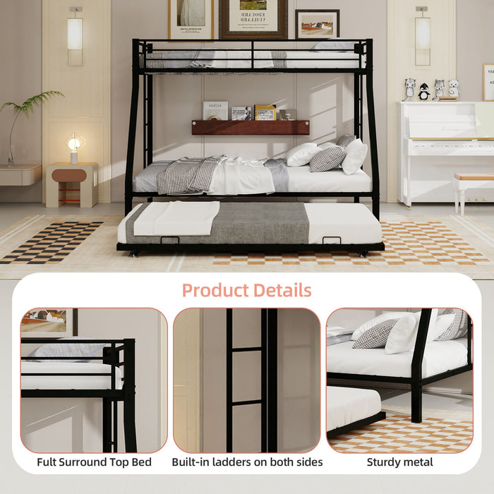 Bunk Bed For Kids, Convertible Frame With Ladders & Guardrail
