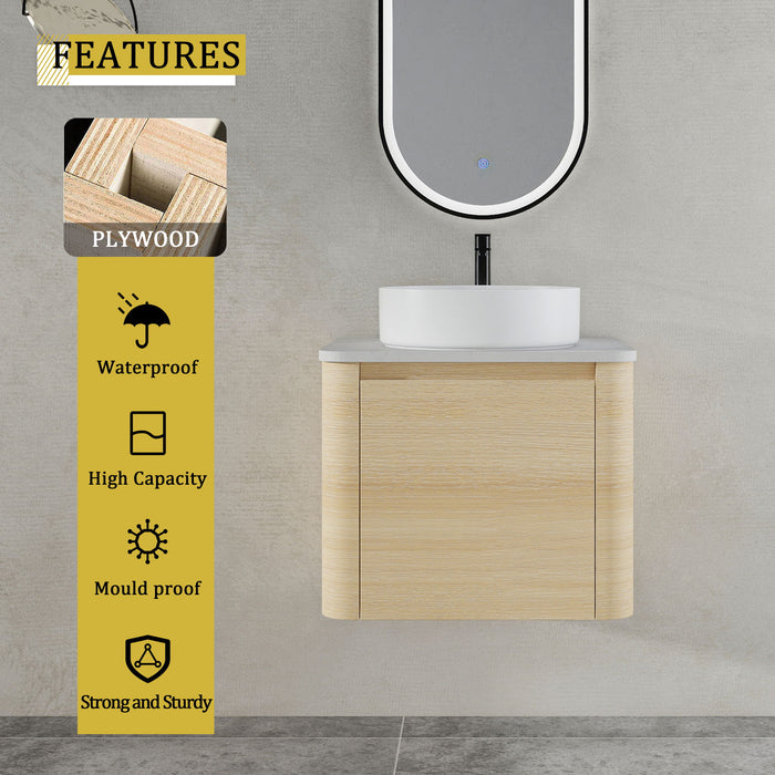 Mounted Bathroom Vanity With Art Sink & 2 Soft Close Doors
