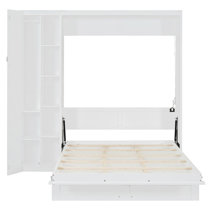 Murphy Wall Bed With Shelves, Wardrobe And LED Lights